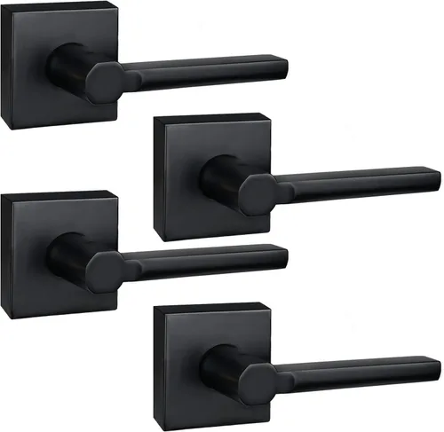 Miniatura 18 de Manija de Puerta de Paso (Sin Cerradura), Mango Cuadrado Interior de Servicio Pesado para Pasillo y Closet, Negro Mate, Reversible para Diestros
