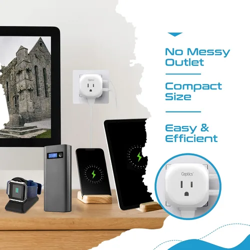 Miniatura 5 de Ceptics - Adaptador de enchufe de viaje para Reino Unido e Irlanda - 5 entradas con 20W PD-QC 3.1A USB-C dual y USB - Peso ligero - De EE. UU. a