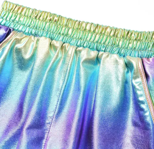 Miniatura 3 de Perfashion Pantalones cortos metálicos para niñas, pantalones y gafas de sol brillantes para fiestas