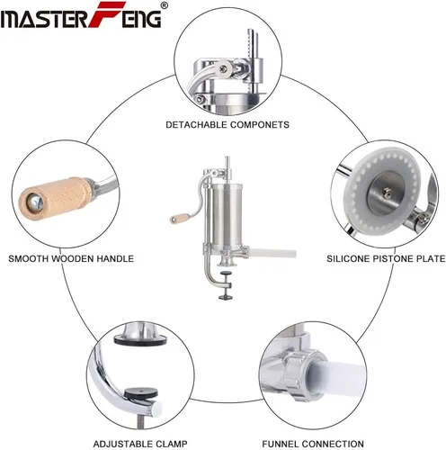 Miniatura 6 de Accesorio para embutir, máquina vertical de cocina de llenado de carne casera de acero inoxidable, 8 tubos de relleno (1,5 lb vertical)