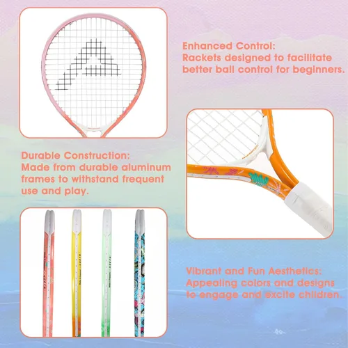 Miniatura 2 de AMA SPORT Raqueta de tenis para niños pequeños, kit de iniciación de raqueta de tenis de 17 a 25 pulgadas para niñas y niños con bolsa de nailon