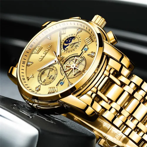 Miniatura 8 de OLEVS Relojes para hombre de plata, reloj de cronógrafo de acero inoxidable para hombre, reloj analógico de cuarzo de cara grande para hombre
