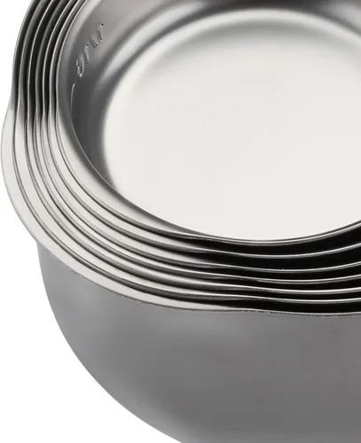 Miniatura 4 de Juego de 7 tazas medidoras de acero inoxidable apilables y resistentes para ingredientes secos y líquidos plateado
