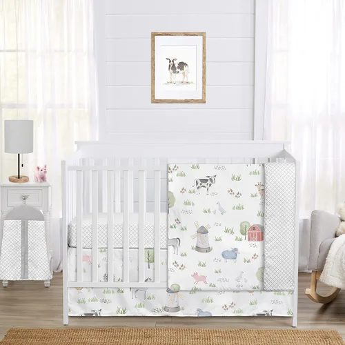 Miniatura 4 de Sweet Jojo Designs Alfombra de juego con diseño de animales de granja para niño y niña, con acuarela, granja, caballo, vaca, oveja, cerdo