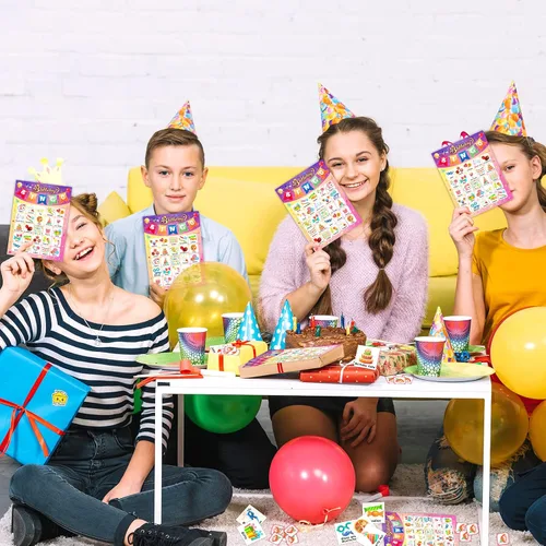 Miniatura 6 de YTSQLER Tarjetas de bingo de feliz cumpleaños, 24 jugadores, fiesta de cumpleaños, juego de bingo para niños, niñas y adultos, divertido juego