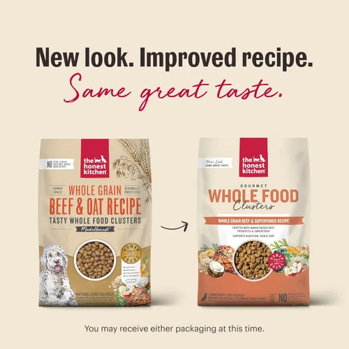 Miniatura 3 de The Honest Kitchen Alimento seco para perros en racimos de alimentos integrales de grado humano, carne de res y avena integrales, bolsa de 20 libras