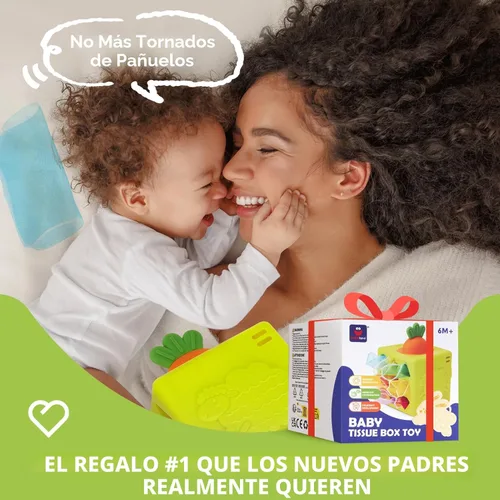Miniatura 9 de hahaland Caja de pañuelos de silicona para bebé, juguetes Montessori de 6 a 12 meses, juguetes Montessori para bebés de 6 meses, cubo de actividades