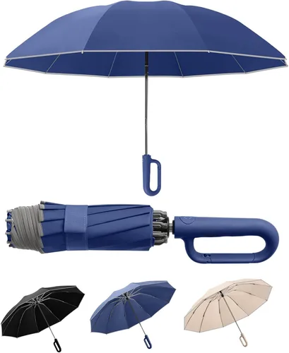 Miniatura 9 de Paraguas inteligente, reforzado a prueba de viento, duradero, protector solar, protección UV UPF50+, con anillo reflectante de ángel, negocios