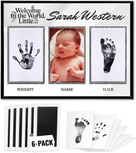 Miniatura 12 de Kit de manos y huellas sin tinta, placa de recuerdo de bebé y regalos de baby shower, ideal como regalo de mamá, marcos de fotos de guardería, kit