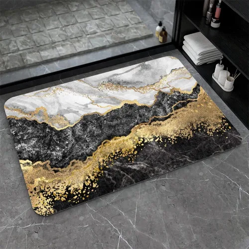 Miniatura 11 de Tapete de baño de tierra de diatomeas, arte abstracto, sol dorado, antideslizante, volumen súper absorbente, de secado rápido para baño, cocina