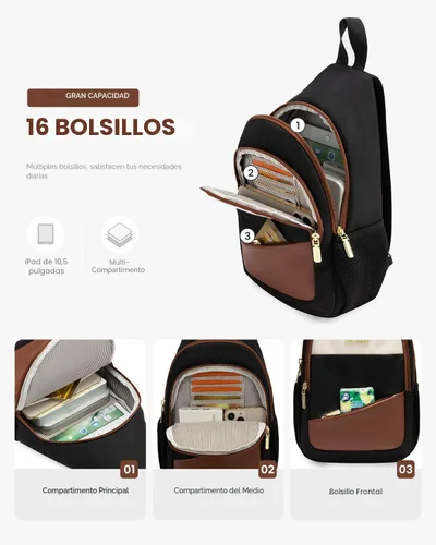 Miniatura 4 de LOVEVOOK - Mochila convertible tipo bandolera para mujeres, mochila pequeña para pañales, para senderismo, mochila resistente al agua para viajes