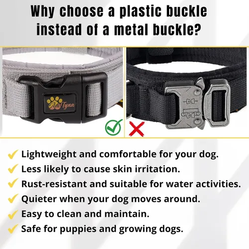 Miniatura 6 de ADITYNA Collar táctico para perros grandes, acolchado suave, resistente, servicio, ajustable, militar K9 con asa para entrenamiento y caminar Gris