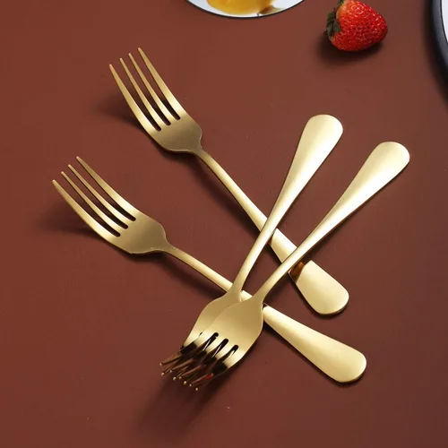 Miniatura 8 de Berglander - Juego de 4 tenedores dorados chapados en oro de titanio de acero inoxidable de 7.9 pulgadas, tenedores y cucharas, cubiertos
