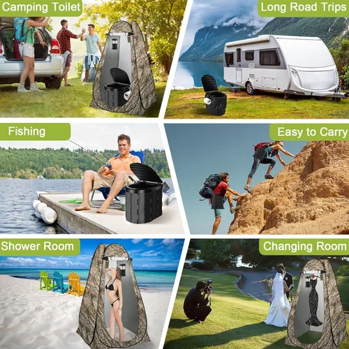 Miniatura 7 de Portable Toilet Kit, Camping Toilet with Pop-Up Privacy Tent and Poo Gel Toilet Bags, Washable Portable Outdoor Showers Changing Rooms