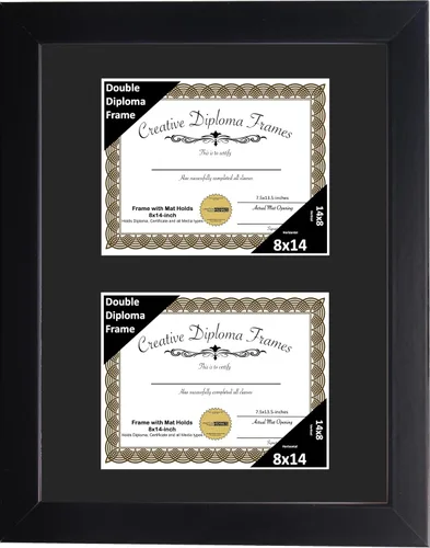 Miniatura 75 de Creative Picture Frames Marco de diploma doble clásico negro de 6 x 8 pulgadas con vidrio negro y colgador de pared instalado