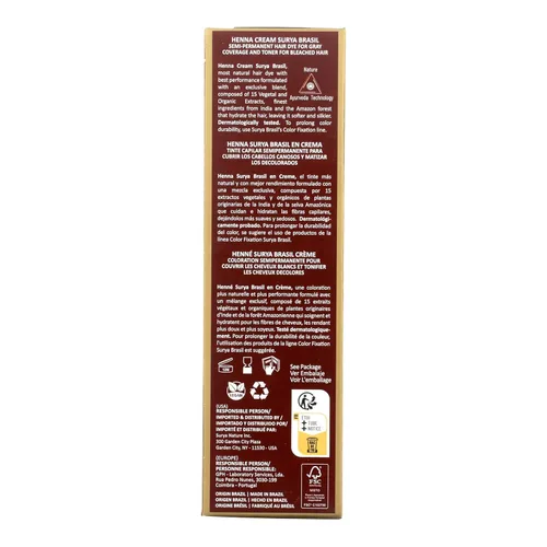 Miniatura 3 de Surya Brasil Henna Cream Burgundy - 96% ingredientes naturales, vegano, libre de crueldad, ecológico, color de cabello semipermanente, hidratación