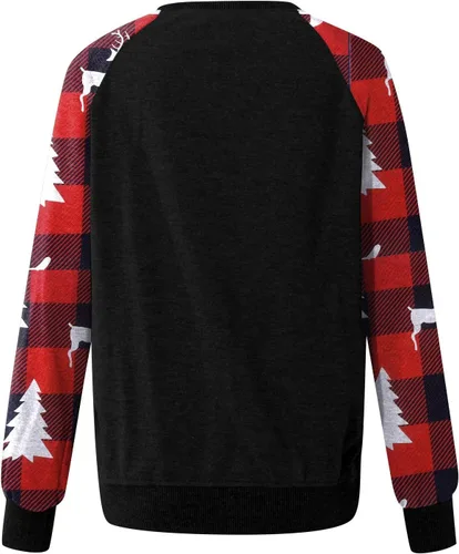 Miniatura 4 de Lmzaren Suéter casual de invierno para mujer, estampado navideño, cuello redondo, ajustado, sudaderas de moda, suéteres cómodos