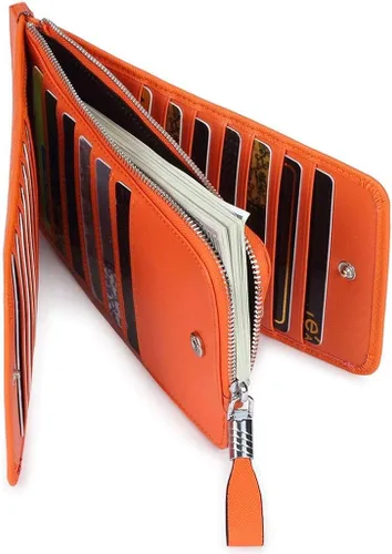 Miniatura 4 de Huztencor cartera de cuero con bolsillo para tarjeta de crédito bloqueo RFID, billetera, funda para tarjetas para mujer