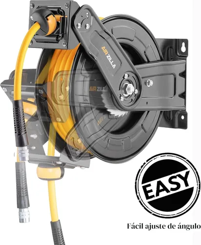 Miniatura 8 de AIRZILLA Carrete retráctil de manguera de aire de acero premium con brazo doble, manguera híbrida de polímero de 3/8"x65 pies, carrete de manguera