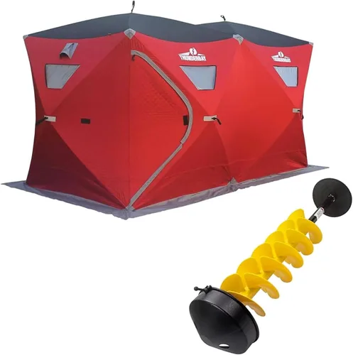 Miniatura 5 de THUNDERBAY Ice Cube Series Pop-Up Hub-Style Ice Fishing Shelter, 68-112 Square Feet of Fishable Area, Portable 6-8 Person Ice Shanty