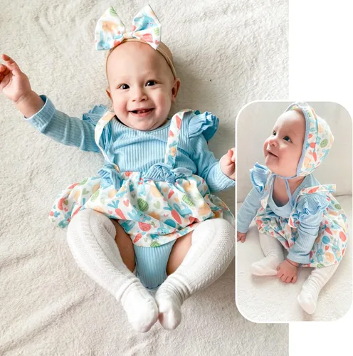 Miniatura 142 de Unutiylo Ropa de bebé recién nacida prematura con tirantes, traje de otoño e invierno, traje de manga larga con volantes
