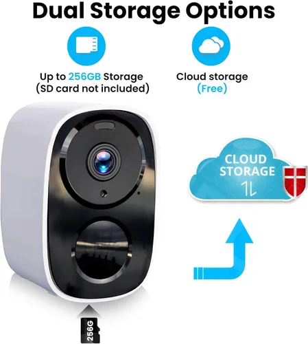 Miniatura 3 de Cámaras de seguridad 2K actualizadas 2025 inalámbricas para exteriores (paquete de 2), almacenamiento en la nube gratuito, batería de larga Blanco