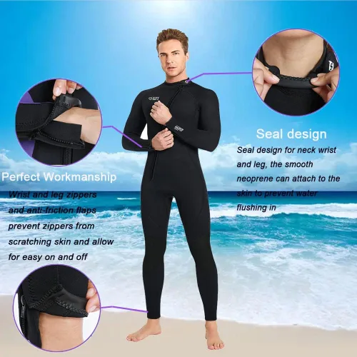 Miniatura 4 de Trajes húmedos para mujeres y hombres, traje de neopreno de cuerpo completo de 3MM, traje de buceo en agua fría, manga larga, cremallera frontal