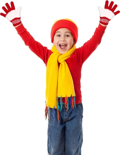 Miniatura 2 de SATINIOR 5 pares de guantes de dedos completos para niños, guantes de punto cálidos guantes de invierno para niños pequeños y niñas, suministros