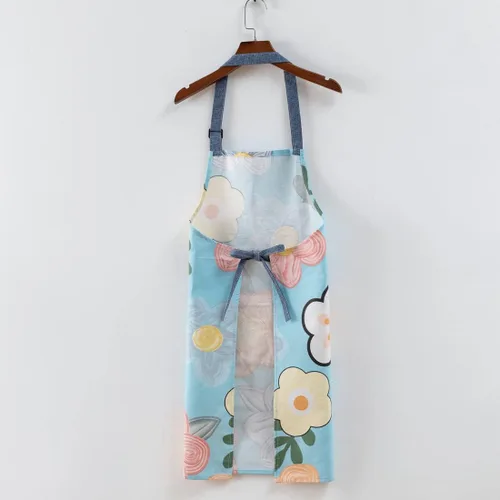 Miniatura 3 de Delantal de cocina, delantal de cocina, hermoso delantal para el hogar con bolsillo grande para adultos Flor azul