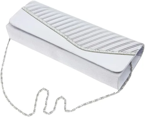 Miniatura 10 de Elegante bolso de noche plisado de satén y solapa de cristal - Disponible en diferentes