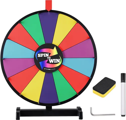 WinSpin rueda giratoria de mesa redonda de 18" con 14 ranuras de colores, rueda de la fortuna de alta resistencia editable para juego de carnaval y