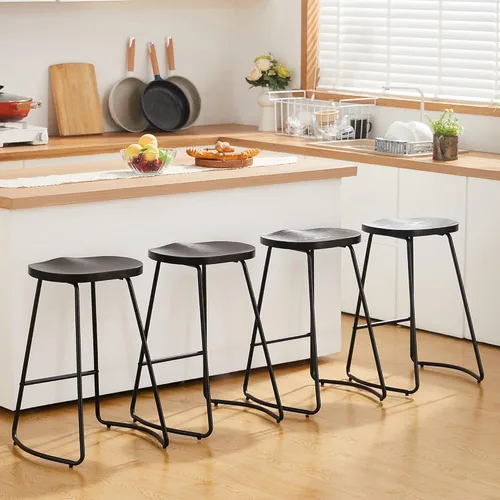 Miniatura 18 de HeuGah Juego de 2 taburetes de bar, taburetes de bar de 26" de altura de mostrador con pata de metal, taburetes de bar rústicos sin respaldo