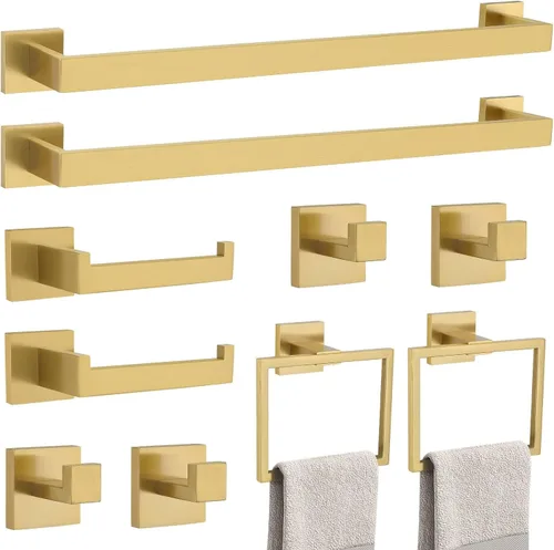 Miniatura 9 de Juego de 5 accesorios de baño de acero inoxidable SUS304, montaje en pared de 23.6 pulgadas Negro mate