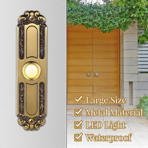 Miniatura 6 de Dreyoo Botón de metal iluminado para timbre, interruptor universal de apertura de puerta de garaje con luz LED compatible con la mayoría de timbres