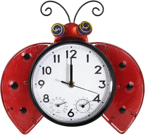 Miniatura 13 de Reloj de Exterior con Termómetro e Higrómetro Combo, Reloj de Pared Exterior Silencioso Sin Tictac, Reloj de Cuarzo Impermeable para Patio, Sala