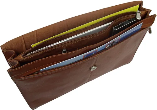 Miniatura 3 de Piel Leather Cartera de solapa de tres secciones, Saddle, Cartera de solapa de tres secciones