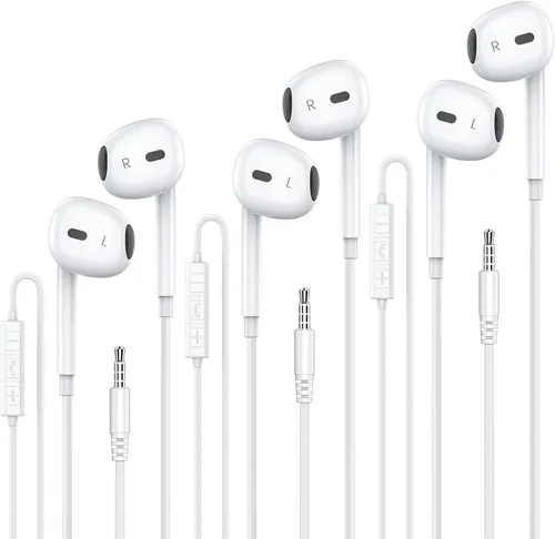 Miniatura 7 de MOSWAG - Audífonos con cable y con micrófono, auriculares intrauditivos de 3,5 mm con micrófono adecuados para teléfonos inteligentes, computadoras