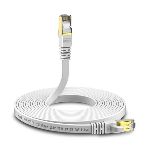 Miniatura 9 de KASIMO Cable Ethernet plano Cat 8 de 50 pies, cable de red LAN de Internet plano de alta velocidad Cat8 de 40 Gbps 2000 MHz SSTP con conector RJ45