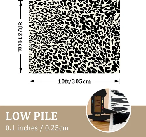 Miniatura 2 de YIHOUSE Alfombra de leopardo para sala de estar, bonita alfombra con estampado de guepardo blanco y negro, moderna, lavable, alfombras con estampado