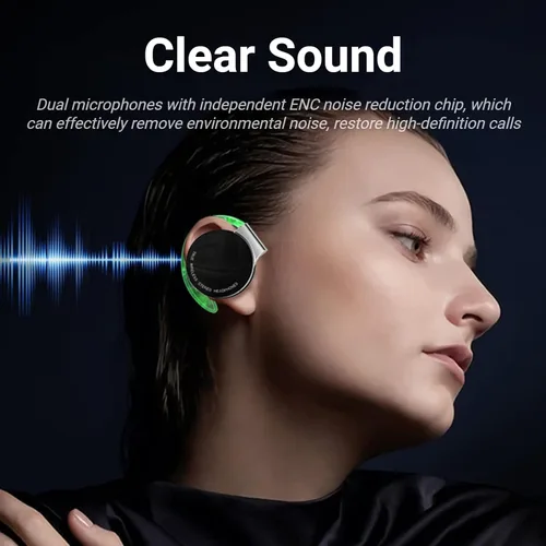 Miniatura 5 de Jectse Auriculares con clip, Bluetooth 5.2 con estuche de carga, modo brillante, llamadas binaurales HD, color negro