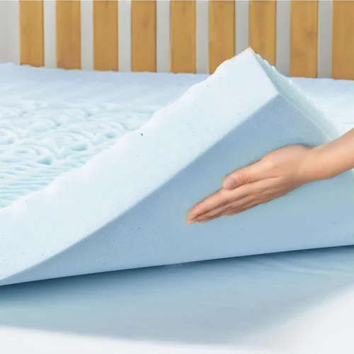 Miniatura 8 de Mellow Cubrecolchón de espuma viscoelástica de 4 pulgadas y 5 zonas, infusión de gel refrescante, esenciales para el dormitorio, color azul completo