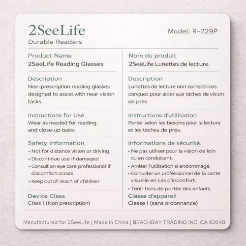 Miniatura 6 de 2SeeLife Gafas de lectura grandes y redondas TR-90 para hombres y mujeres – Ajuste mediano-grande, duraderas, bisagras de resorte, lectores de luz