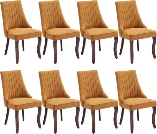 Miniatura 12 de Juego de 2 sillas de comedor, cómodas sillas decorativas tapizadas en tela para cocina y sala de estar, sillas de comedor con acolchado acanalado