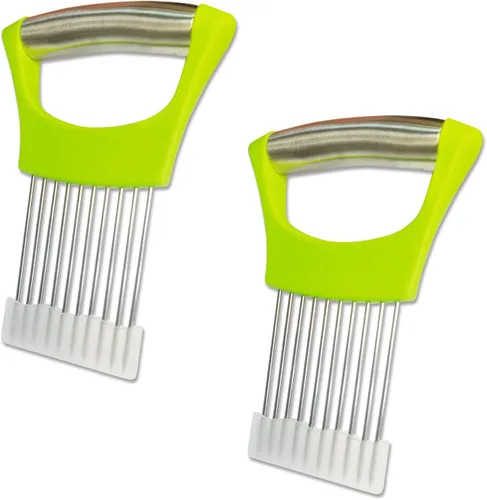 Miniatura 5 de 2 soportes para rebanar cebolla - Soporte de acero inoxidable para carne, picador de carne Herramienta multiusos de seguridad de cocina para Negro