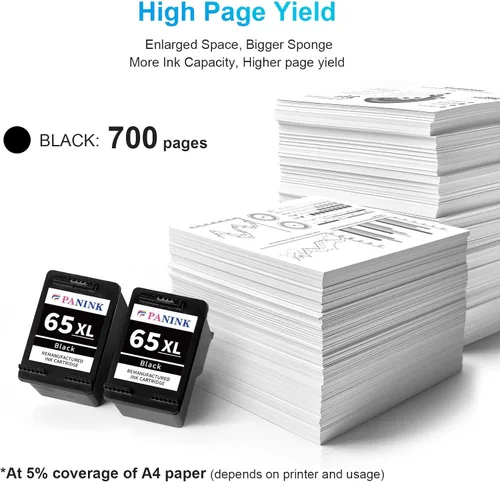 Miniatura 4 de Cartucho de tinta remanufacturado de repuesto para impresora HP 65 XL HP 65 tinta HP65 65XL cartucho de tinta negra para impresora HP 3755 3752 2655