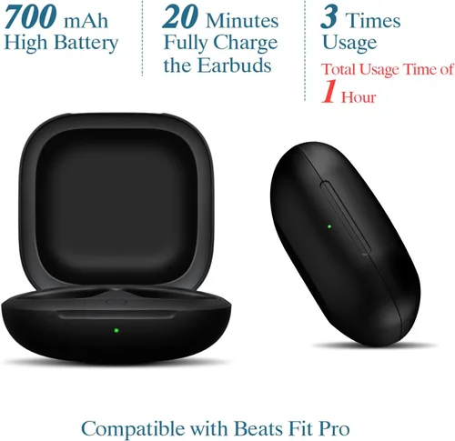 Miniatura 3 de Funda de carga inalámbrica compatible con Beats Fit Pro, cargador portátil de repuesto con botón de sincronización de emparejamiento Bluetooth, Negro
