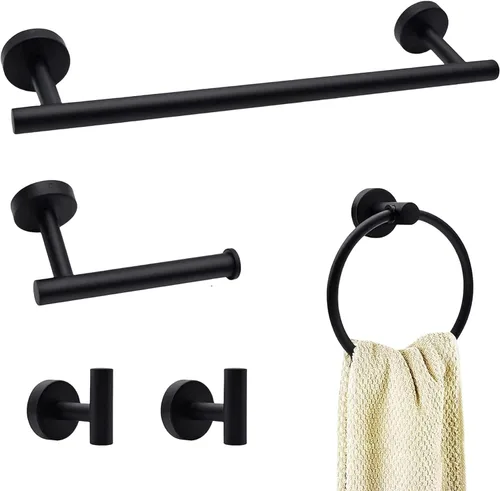 Miniatura 9 de Juego de 8 toallas de baño, incluye 2 toallas de 23.6 pulgadas, 2 ganchos para toallas, 2 anillos de toalla, 2 soportes para papel higiénico
