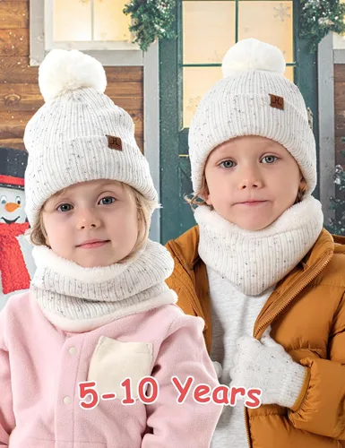 Miniatura 2 de Toddler Hat Scarf Glove Set 2t-4t Boy Girls Winter Beanie Hat Neck Warmer Mitten Kids Hats And Gloves Ages 4-8 Fleece Lined
