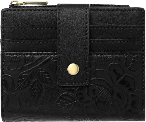 SENDEFN Billeteras pequeñas para mujer, con bloqueo RFID, de cuero, plegable, para tarjetas de crédito, bolsillo con cremallera y ventana para