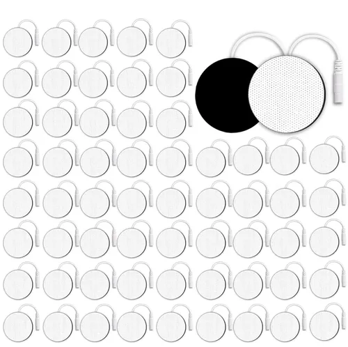 Miniatura 9 de TENS - Almohadillas redondas de electrodos SM de 2 x 2 pulgadas, 20 piezas reutilizables de 50 usos, almohadillas de repuesto de pasador de 0.079